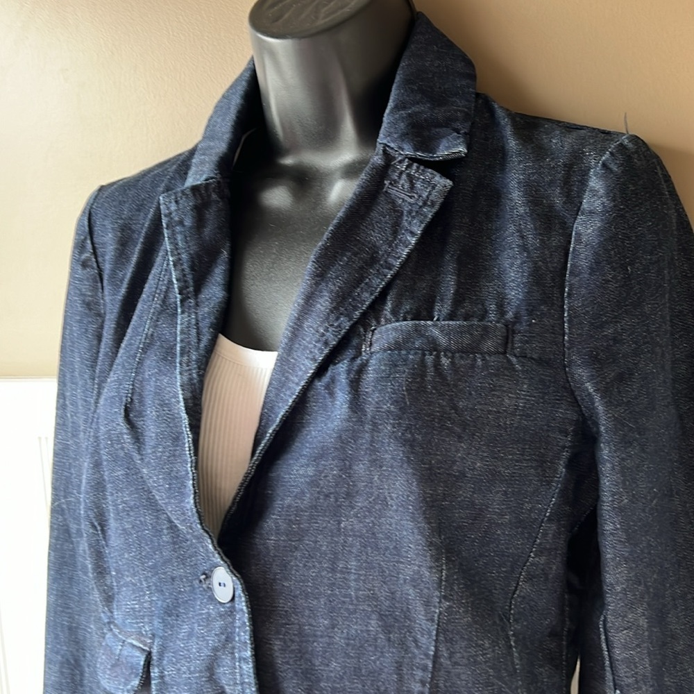 PILCRO AND THE LETTERPRESS Dark blue Chambray Blazer Size XS